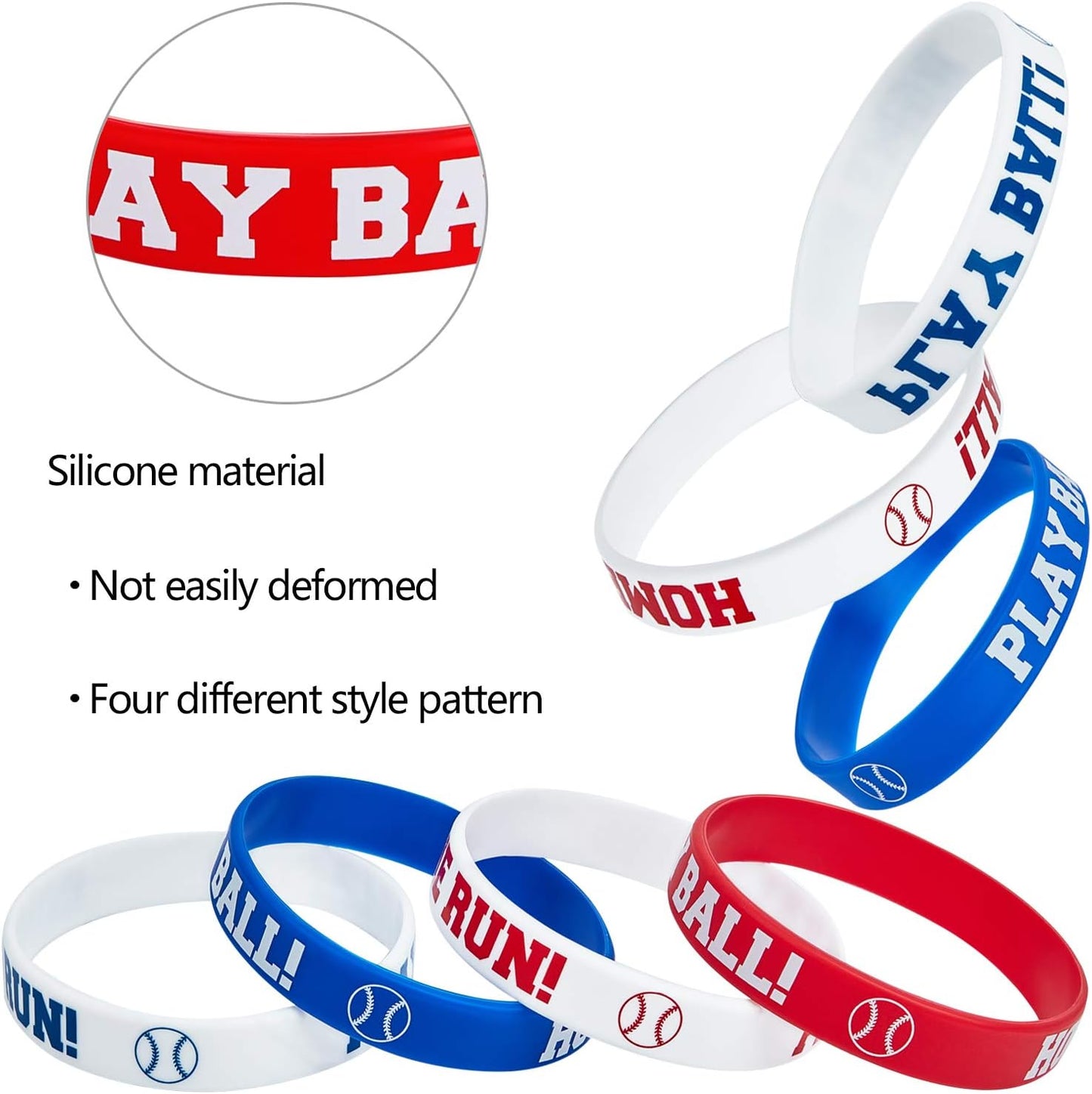 Baseball Silicone Rubber Bracelets Boy Rubber Wristbands Baseball Bracelet Wristbands for School Gifts Party Favors (24)